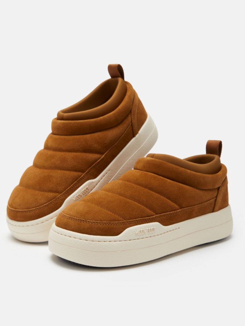 Moon Boot Park Quilted Suede Slip-On Puffer Mule Cognac Brown EU 43 US Men 10